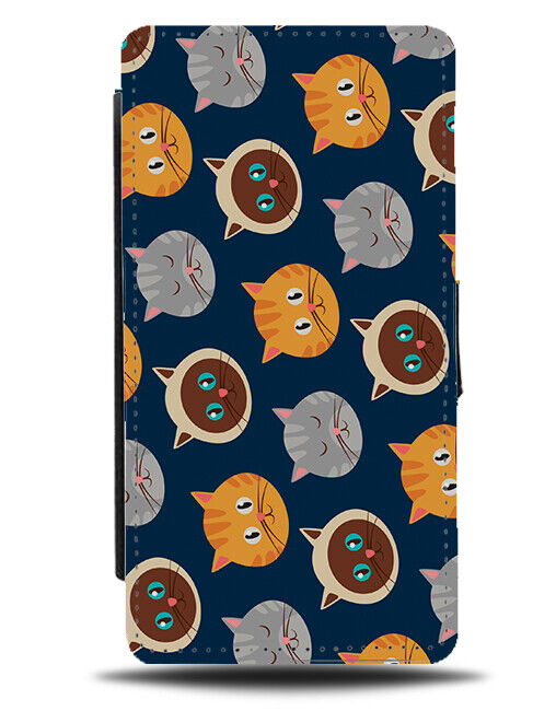 Angry Cats Faces Flip Wallet Case Face Cat Grump Annoyed Sad Funny K785