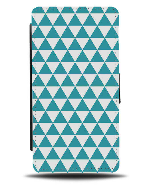 Turquoise Green Geometric Chequered Flip Wallet Case Shapes Mens Pattern G540