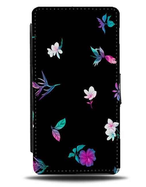 Falling Exotic Flowers Flip Wallet Case Floral Fall Dropping Drop G322