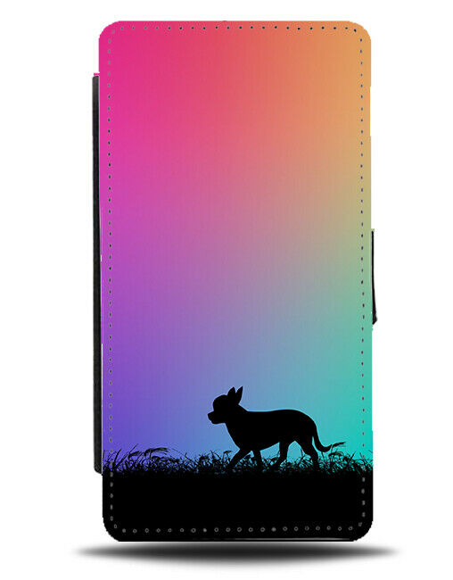 Chihuahua Silhouette Flip Cover Wallet Phone Case Chihuahuas Multicoloured I048
