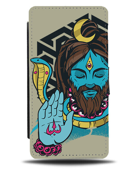 Lord Shiva Flip Wallet Case Hindu God Blue Design Picture Indian India J584