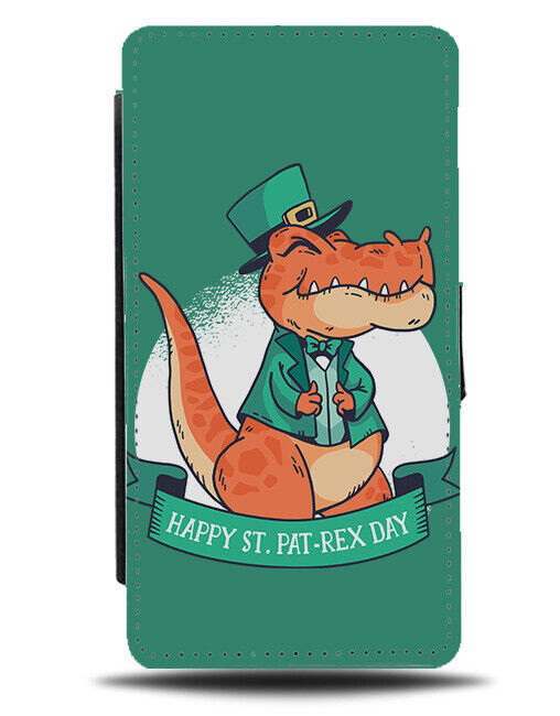 Happy St Patricks Day Dinosaur Flip Wallet Case Dinosaurs Irish Cartoon J616