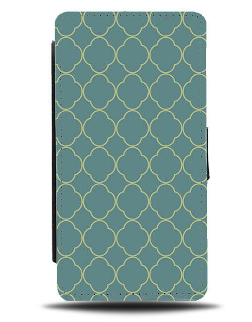 Dark Mint Green Mosaic Tile Shapes Flip Wallet Case Geometric Mosaics F206