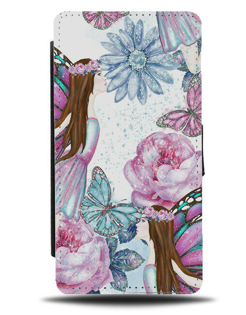 Fairy Painting Flip Wallet Case Floral Flowers Fairies Pink Purple Cartoon F969