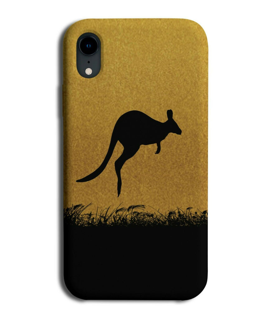 Kangaroo Silhouette Phone Case Cover Kangaroos Gold Golden Black Coloured H994