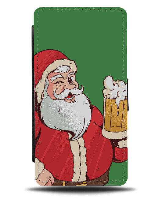 Drunk Santa Clause Flip Wallet Case Claus Santas Christmas Beers Wink J032