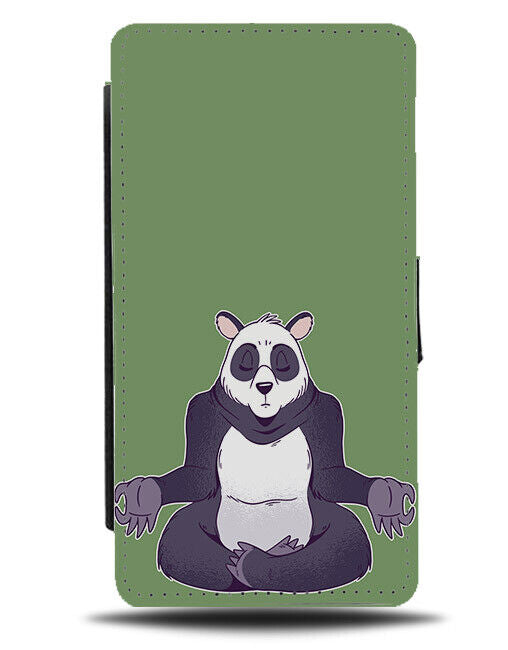 Funny Yoga Panda Flip Wallet Case Pandas Cartoon Meditating Animal Kids E669