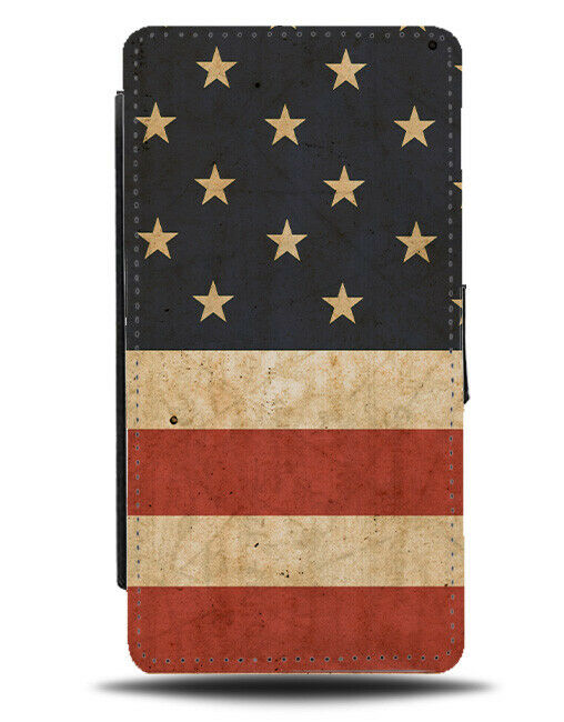 Vintage American Stars and Stripes Flip Wallet Case USA America Flag Print G549