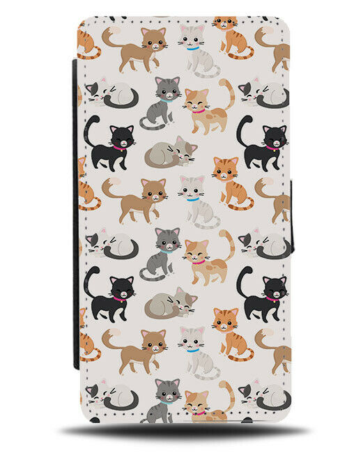 Stray Outdoor Cartoon Cats Flip Wallet Case Cat Kitten Bodies Body Coloured F014