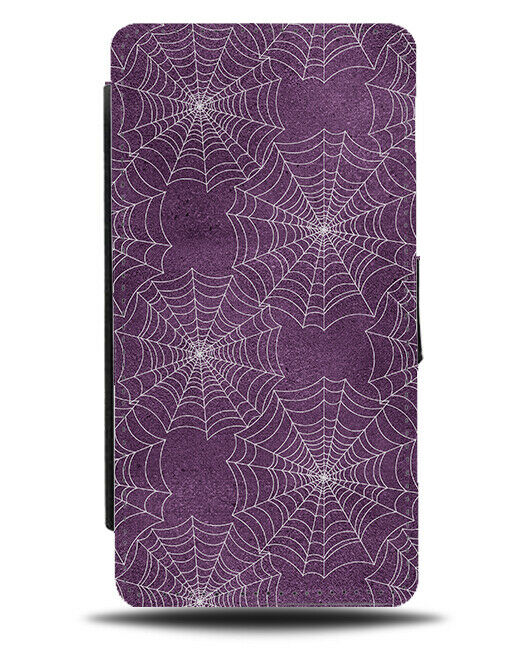Dark Purple and White Spiderweb Flip Wallet Case Spiders Web Spider G070