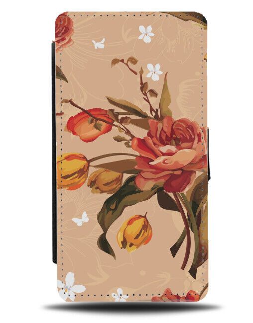 Flower Background Flip Wallet Case Flowers Petals Painting Picture K870
