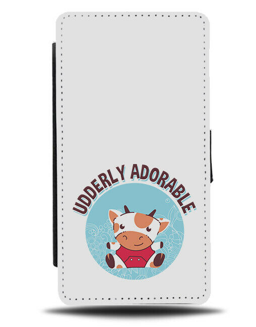 Udderly Adorable Flip Wallet Phone Case Cow Funny Cows Udders Baby Calf E197