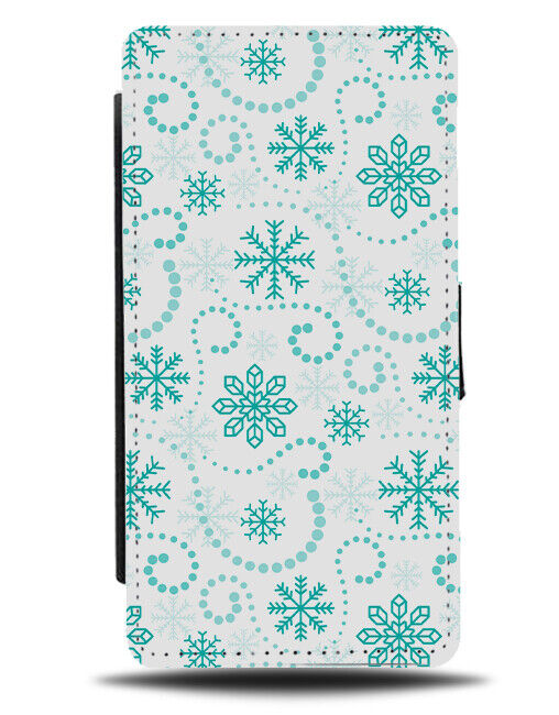 Winter Wonderland Flip Wallet Case Stencilling Christmas Snowflakes K847