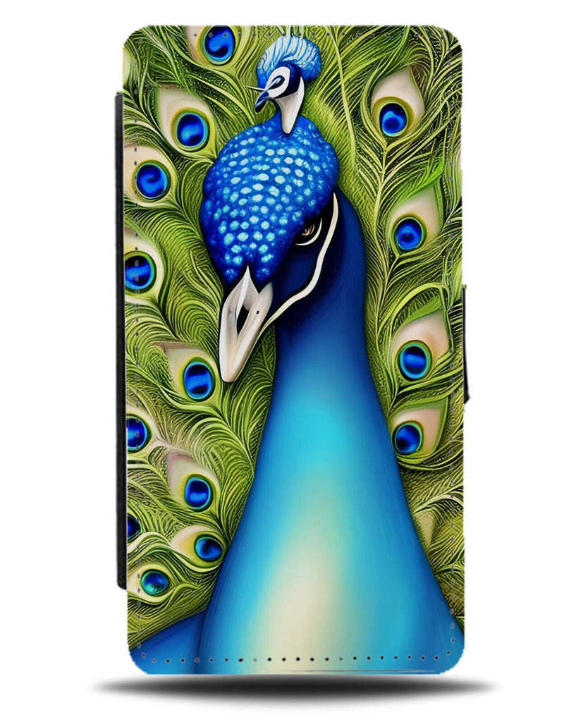 Airbrush Peacocks Face Flip Wallet Case Peacock Bird Colours Head Feathers DH12