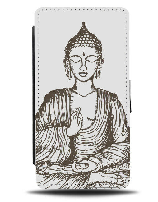 Vintage Buddha Drawing Flip Wallet Case Buddhas Statue Picture Yoga G771