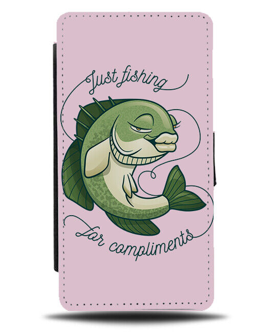 Fishing For Compliments Flip Wallet Case Funny Girls Girly Womens Fish J371