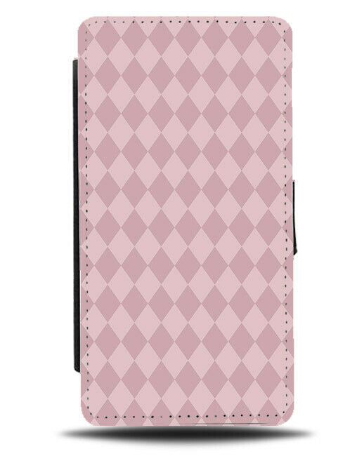 Purple and Pink Chequered Diamonds Flip Wallet Case Diamond Shapes F042
