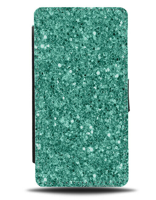 Turquoise Green Glitter Print Flip Wallet Case Glittery Printed Design G131