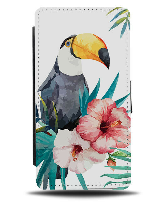 Toucan Parrot Flip Wallet Case Toucans Pink Lilies Flowers Jungle Jungles H009