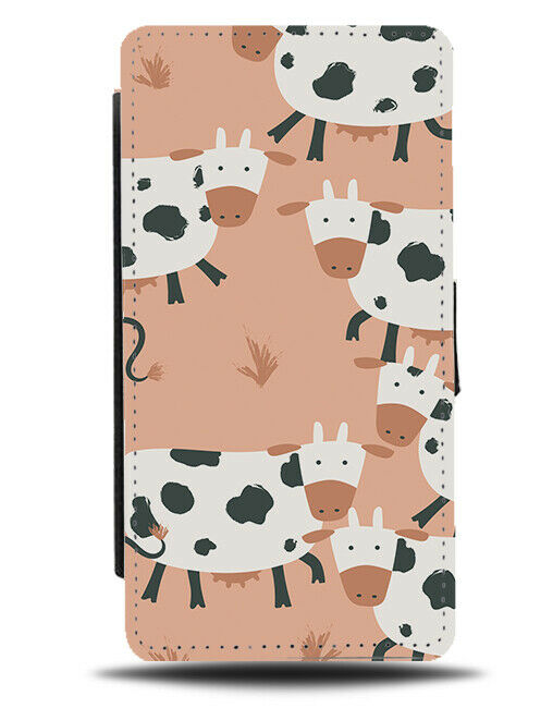 Cow Cartoon Flip Wallet Case Cows Animated Kids Childrens Face Childish F612