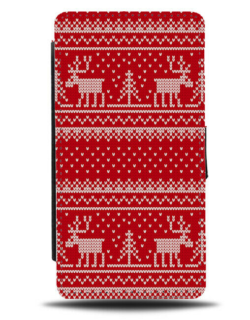 Traditional Wooly Christmas Jumper Pattern Print Flip Wallet Case Xmas H848