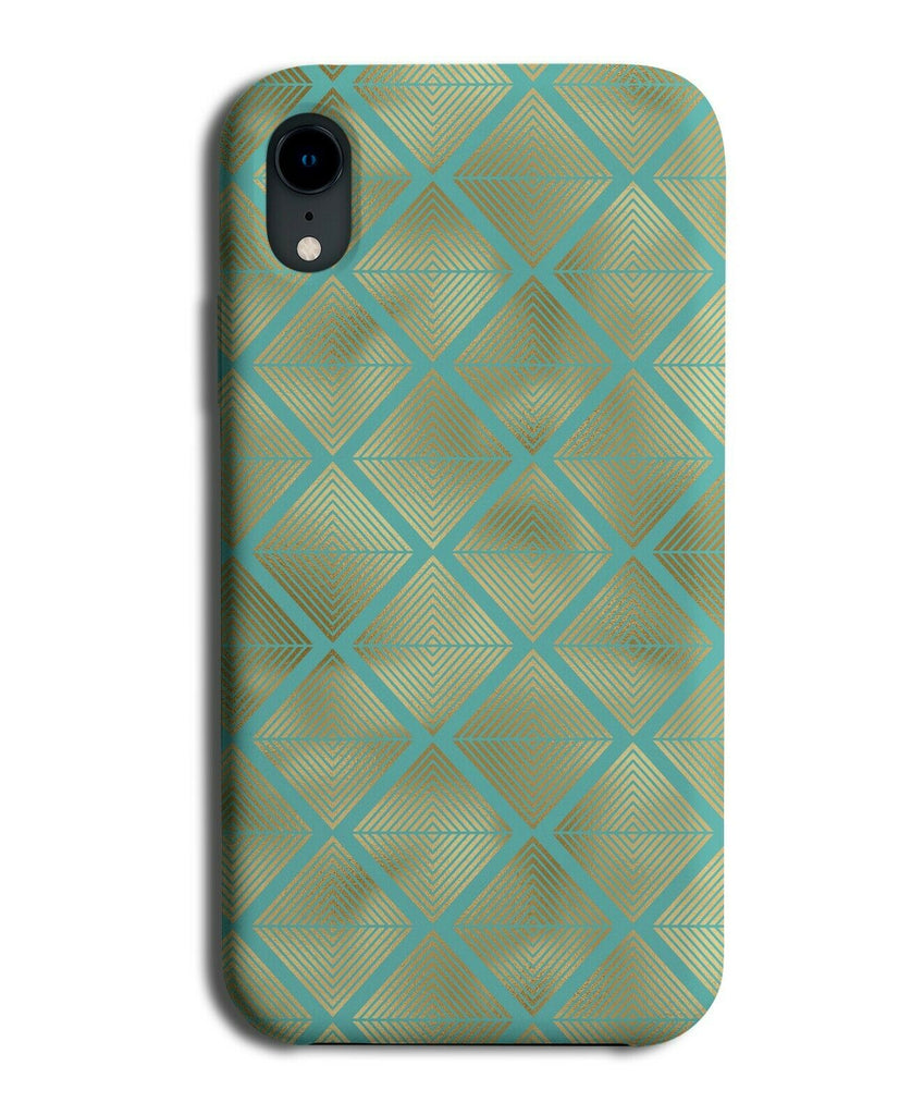 Stylish Green and Subtle Gold Diamond Chequers Phone Case Cover Chequered G285