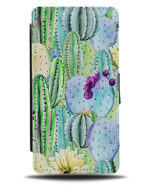Stylish Cactus Painting Picture Flip Wallet Case Floral Tropical Island G983