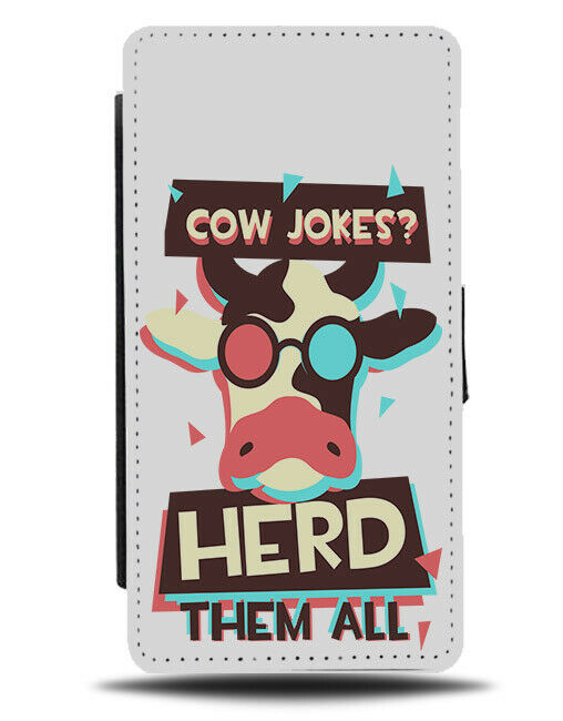 Cow Pun Flip Wallet Phone Case Funny Cows Animal Cartoon Animals Farm Kids E462