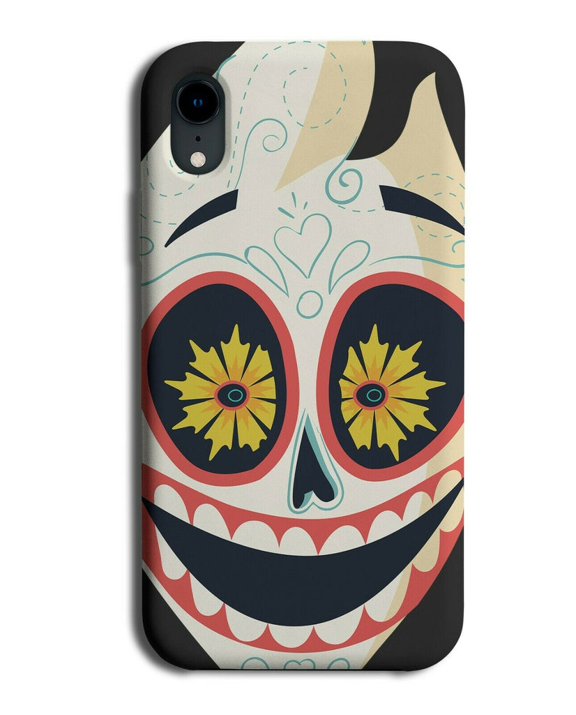Funny Comic Sugar Skull Face Phone Case Cover Brown Floral Flowery Skulls E124