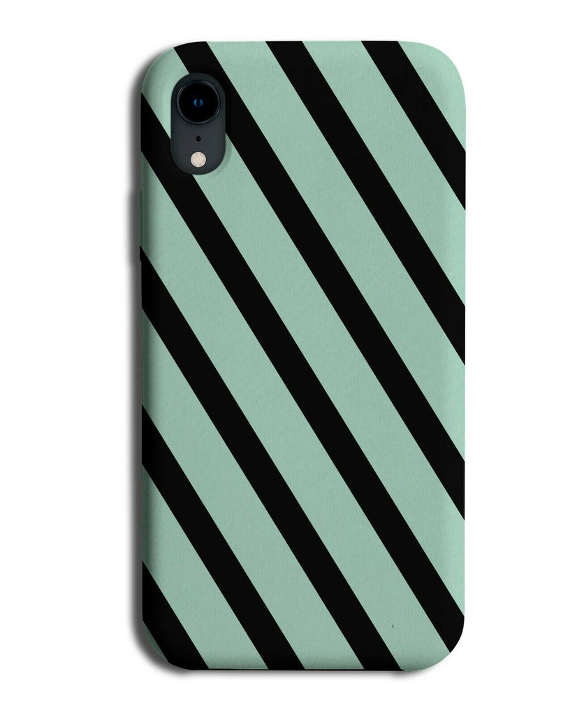 Mint Green and Black Stripey Pattern Phone Case Cover Stripes Striped i874