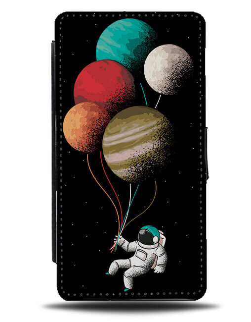 Floating Astronaught In Space Flip Wallet Case Planet Balloons Planets K078