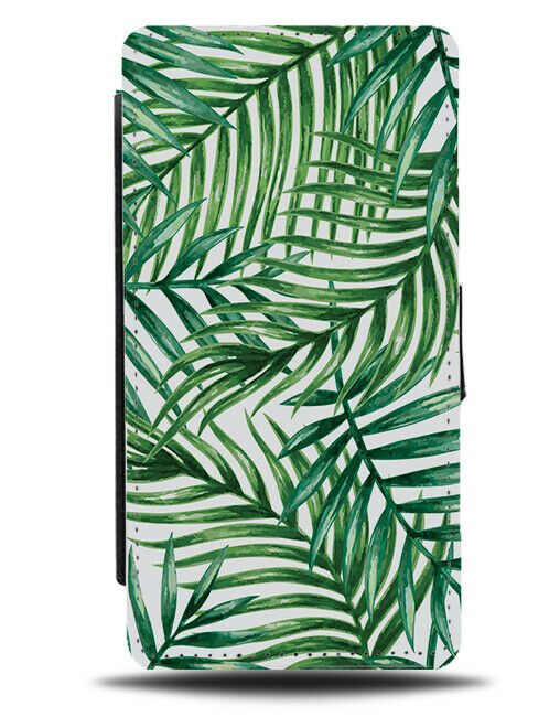 Floral Palm Tree Leaf Shapes Flip Wallet Case Leaves Green Painting Art G631