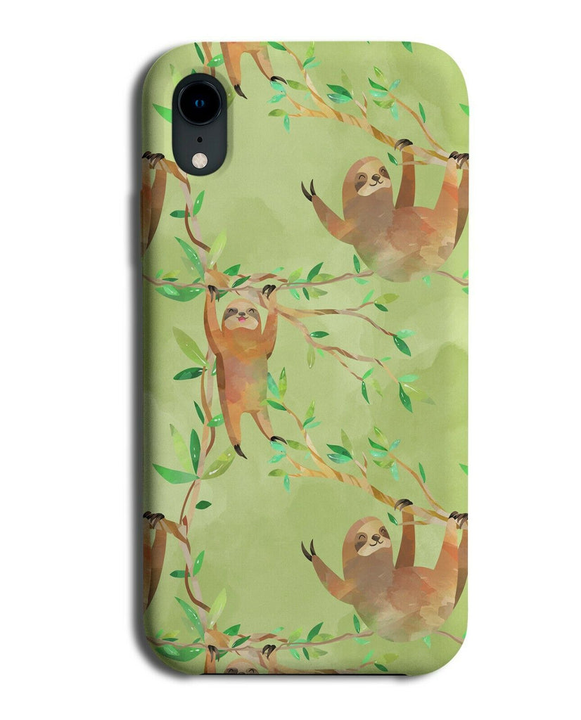 Chilling Sloths In Trees Phone Case Cover Jungle Forrest Green Painted G140