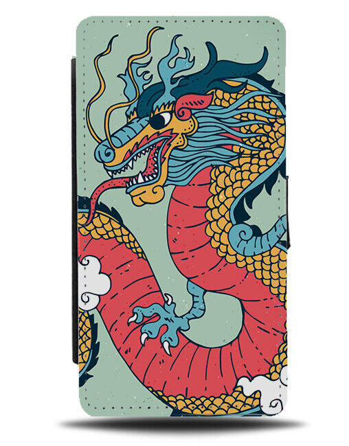 Japanese Dragon Flip Wallet Case Japan Oriental Asian Dragons Chinese J624