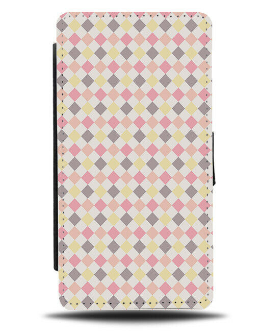 Light Coloured Pink Diamond Chequered Design Flip Wallet Case Chequers F022