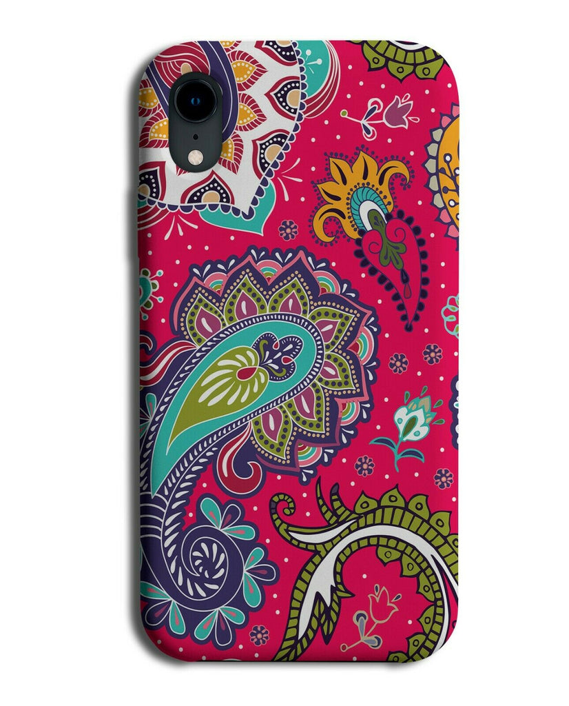 Dark Red Coloured Tribal Flower Shapes Phone Case Cover Morocco India G641