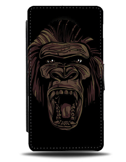 Gorilla Flip Wallet Phone Case Gorillas Monkey Big Foot Ape Wood Print Face E484