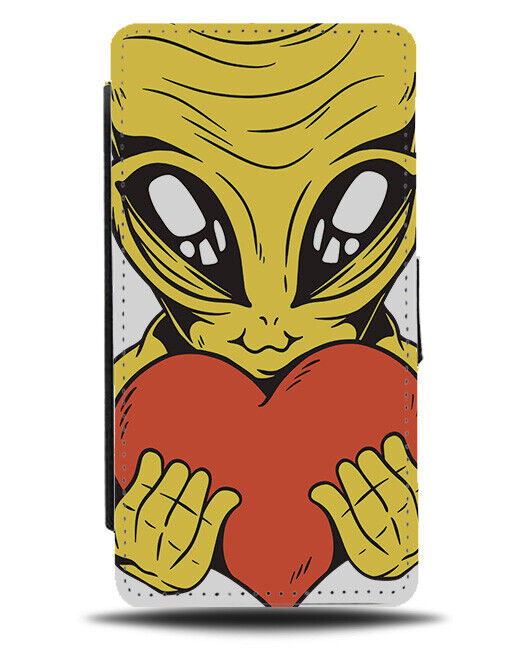 Loved Up Alien With Love Heart Flip Wallet Case Valentines Romantic Aliens i944
