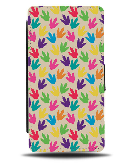 Dinosaur Footprint Flip Wallet Case Colourful Multi Coloured Paw Print F458