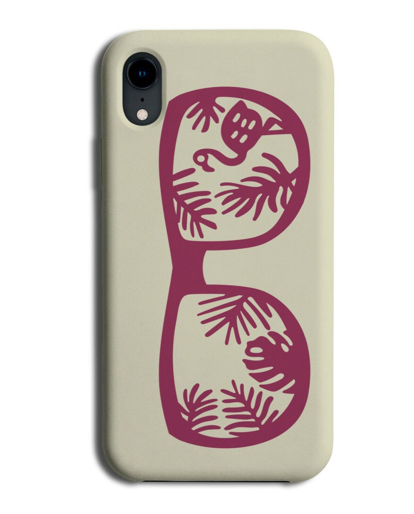 Dark Pink and Green Flamingo Sunglasses Phone Case Cover Palm Tree Shapes J402