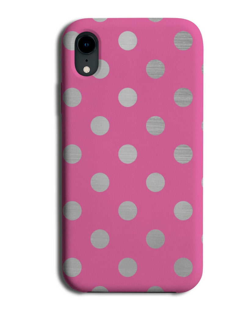 Hot Pink and Silver Polka Dots Phone Case Cover Design Pattern Print Grey i567