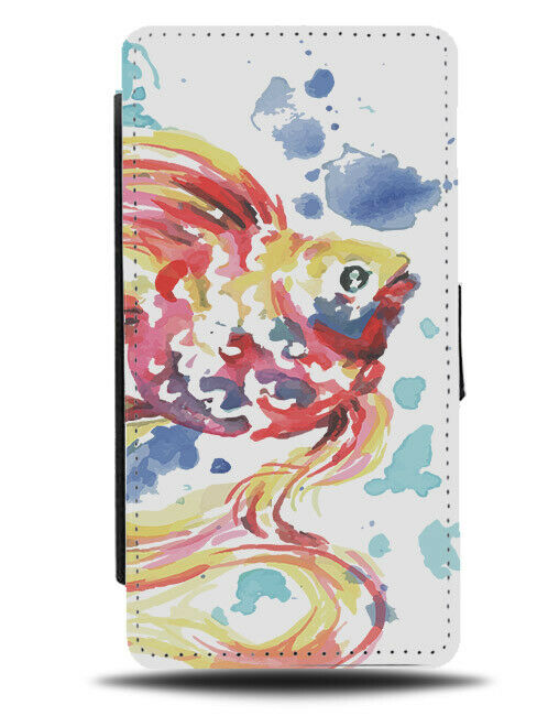 Colourful Tropical Fish Flip Wallet Phone Case Oil Painting Print Swimming E396