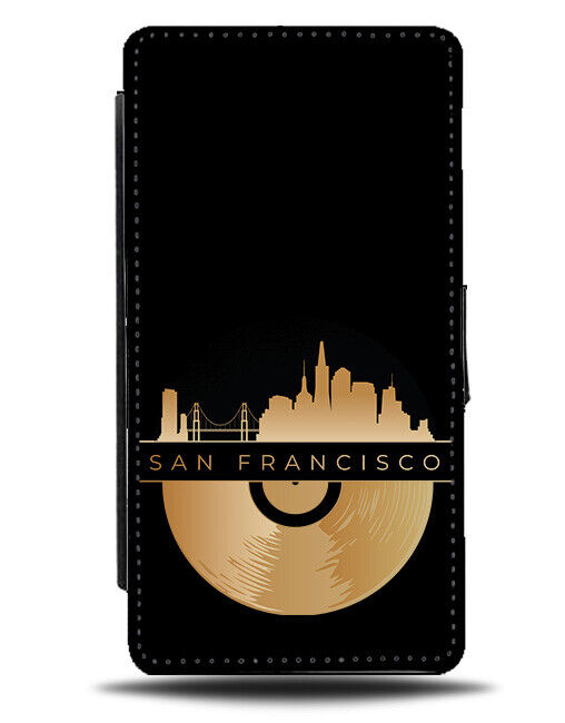 San Francisco California Gold Vinyl Record Flip Wallet Case Vinyls Disc K445
