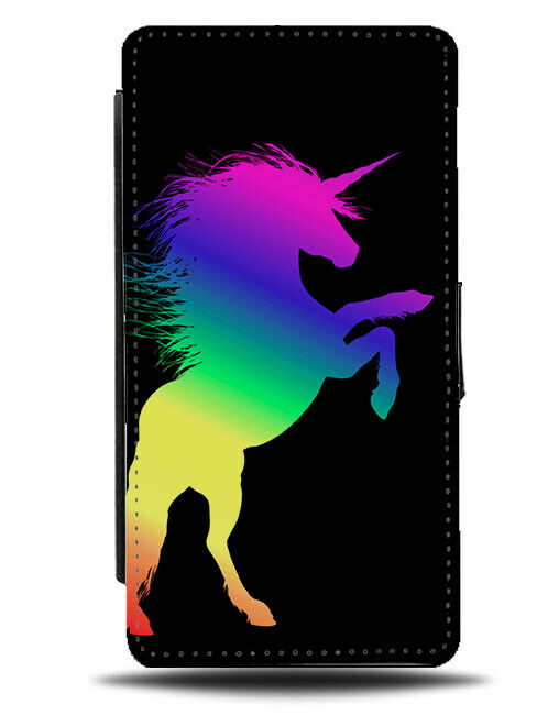 Multicolour Unicorn Flip Cover Wallet Phone Case Unicorns Colourful Girls C337