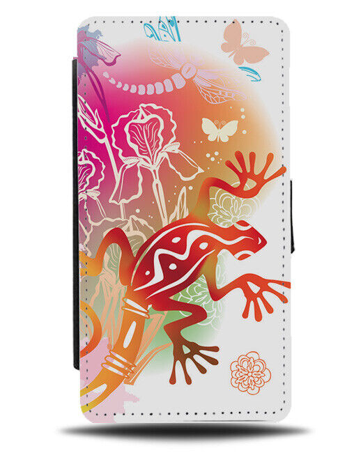 Colourful Reptile Shapes Flip Wallet Case Outlines Lizard Lizards Painting K221