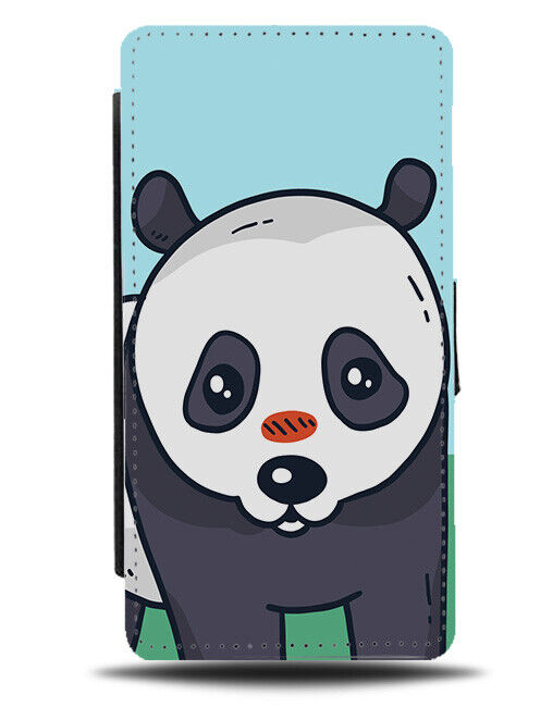 Sad Panda Face Flip Wallet Case Eyes Teary Cartoon Eye Illustration Bear J883