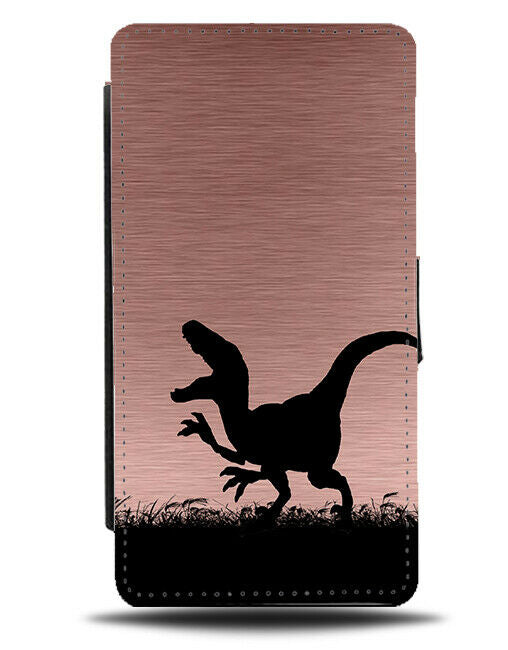 Dinosaur Silhouette Flip Cover Wallet Phone Case Dinosaurs Rose Gold Colour i112