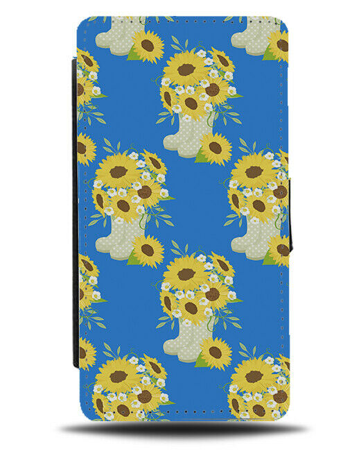 Sunflower Bunches Flip Wallet Case Sunflowers Sun Flower Blue Yellow Summer F911