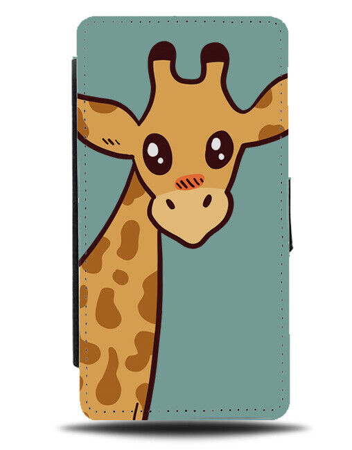 Giraffe Cartoon Picture Flip Wallet Case Giraffes Sad Eyes Sadness Face J451