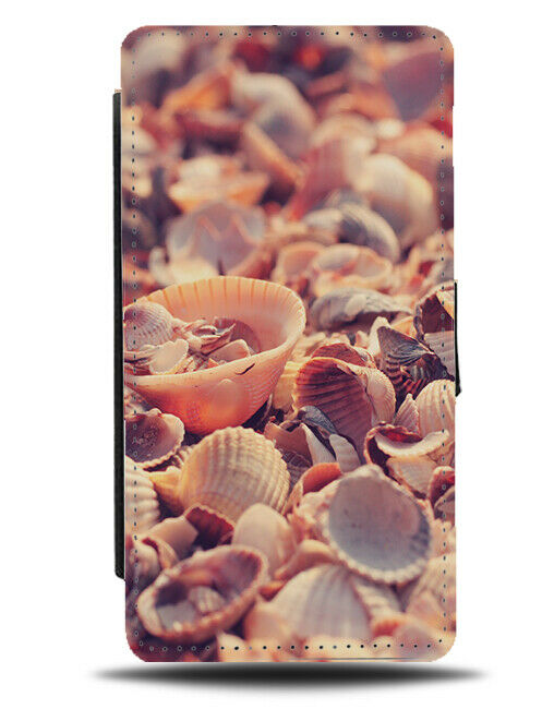 Sepia Rose Gold Shells Flip Wallet Case Beach Seashell Shapes Picture G944